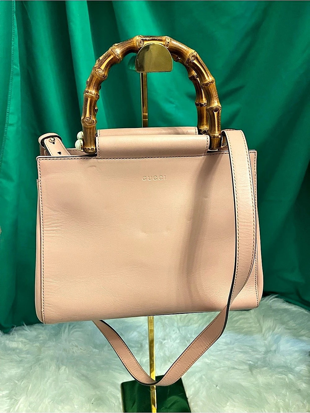 Gucci Nymphaea Small Bamboo Top Handle Bag - Perfect Pink (With Strap)